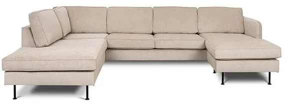 Læsø sofa m. chaiselong og open-end - 288 x 210 cm. - beige fløjl